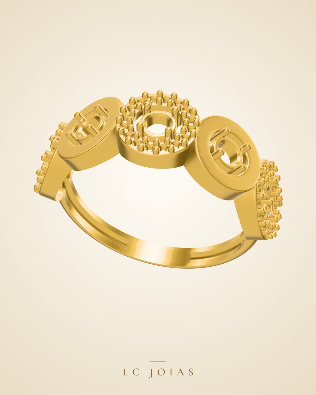 Anel an 5 pedras 3 mm em ouro