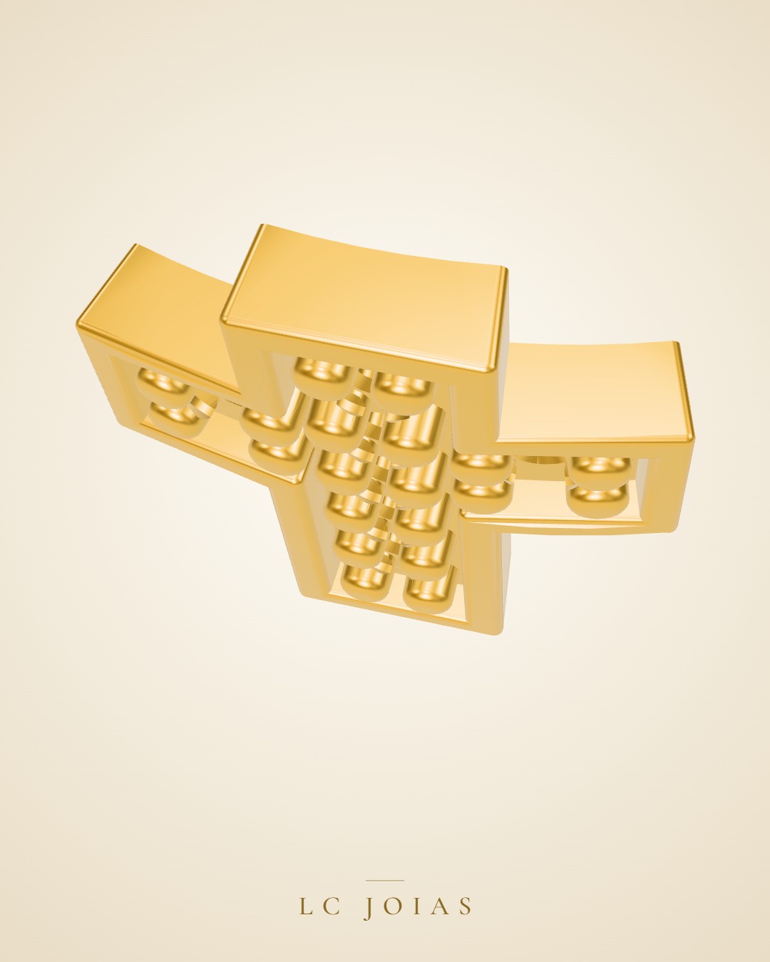 Anel 120 an cruz em ouro