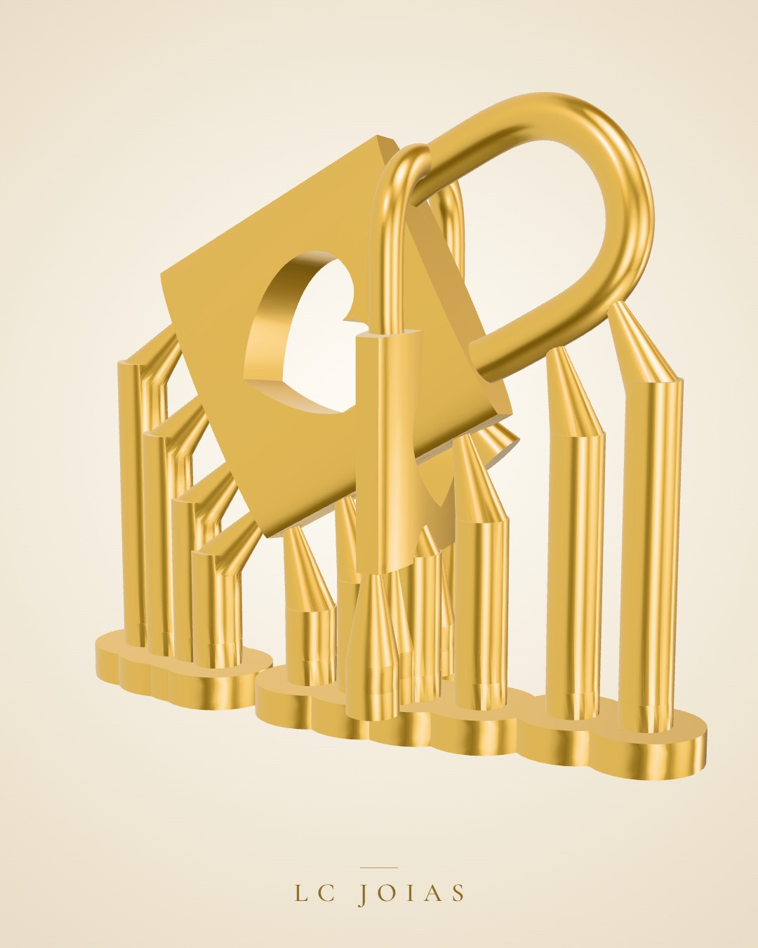 Pingente 7290 pg cadeado em ouro
