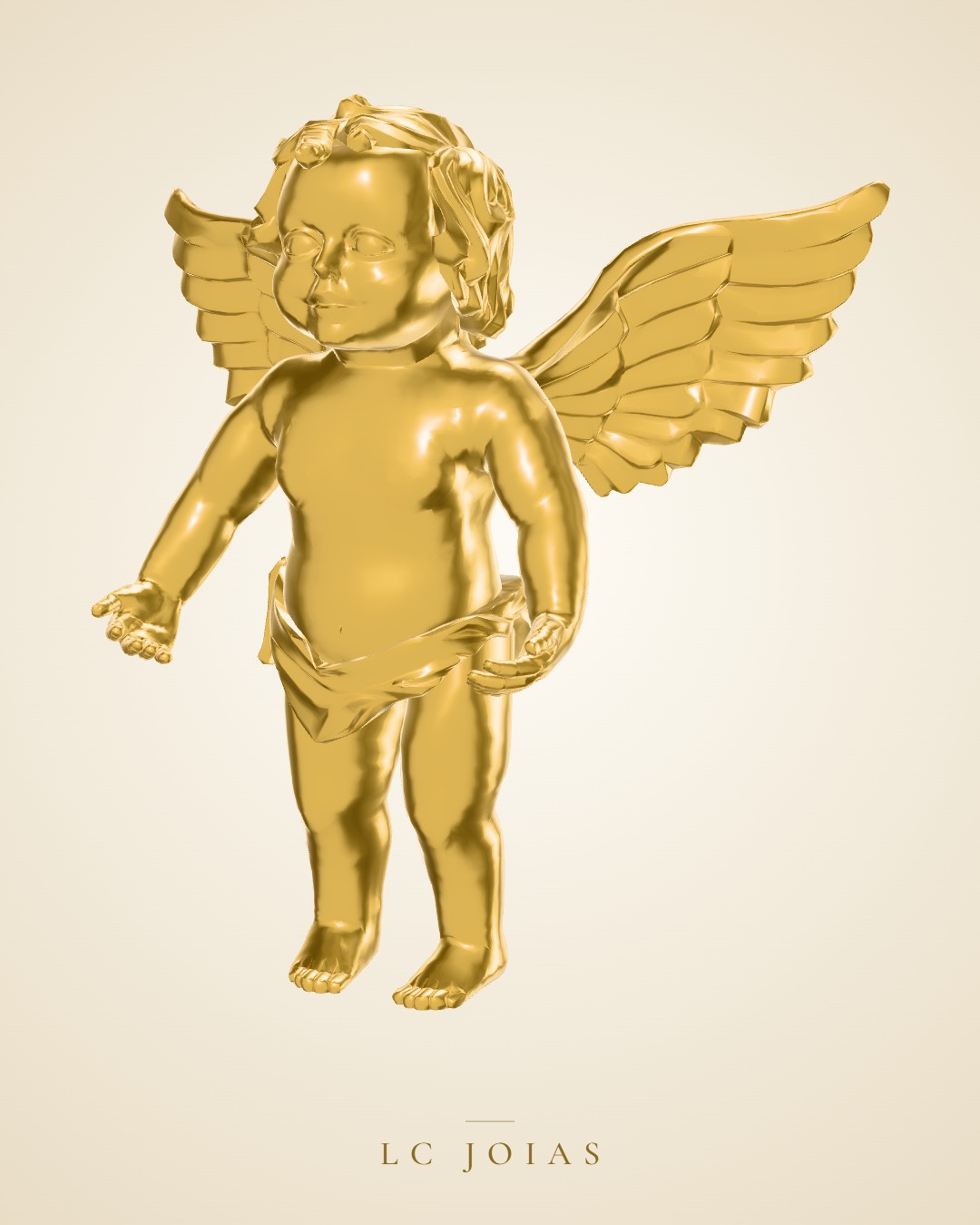 Pingente religioso anjo em ouro