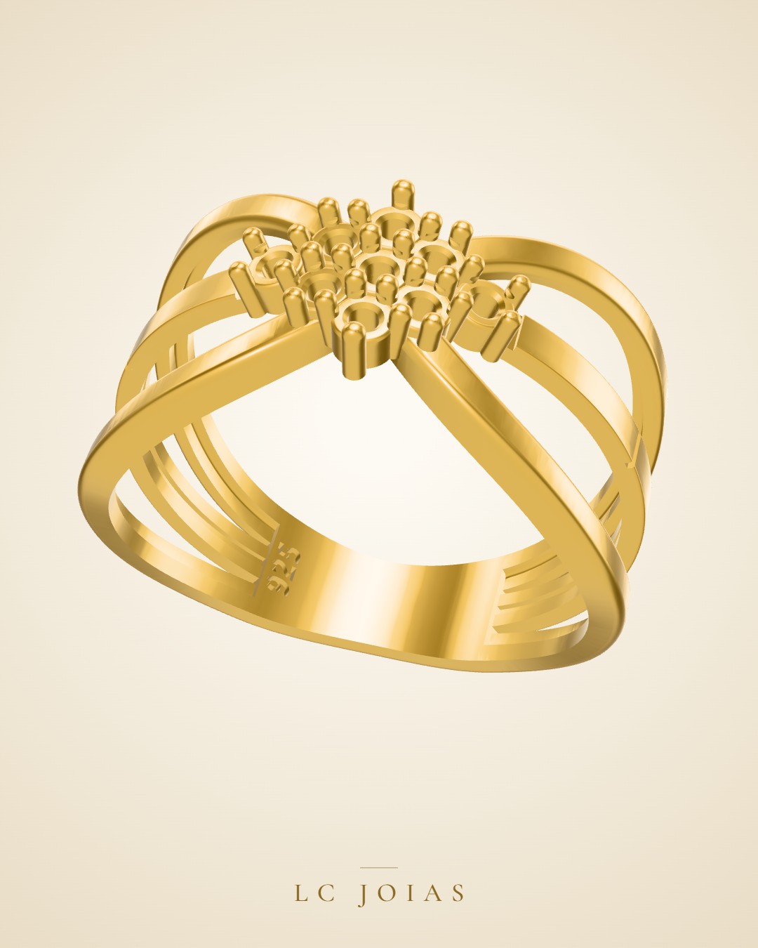 Anel an pedra 2mm stl em ouro