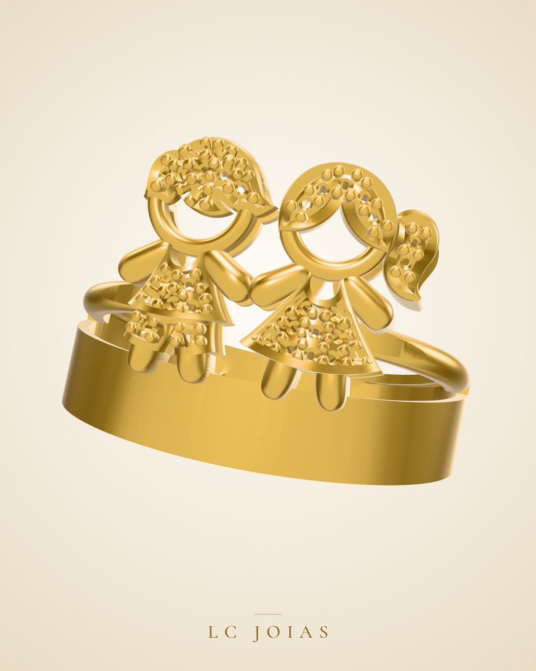 Anel 1079z an casal em ouro
