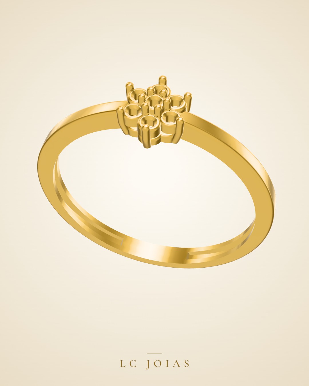 Anel anel 4 ok em ouro