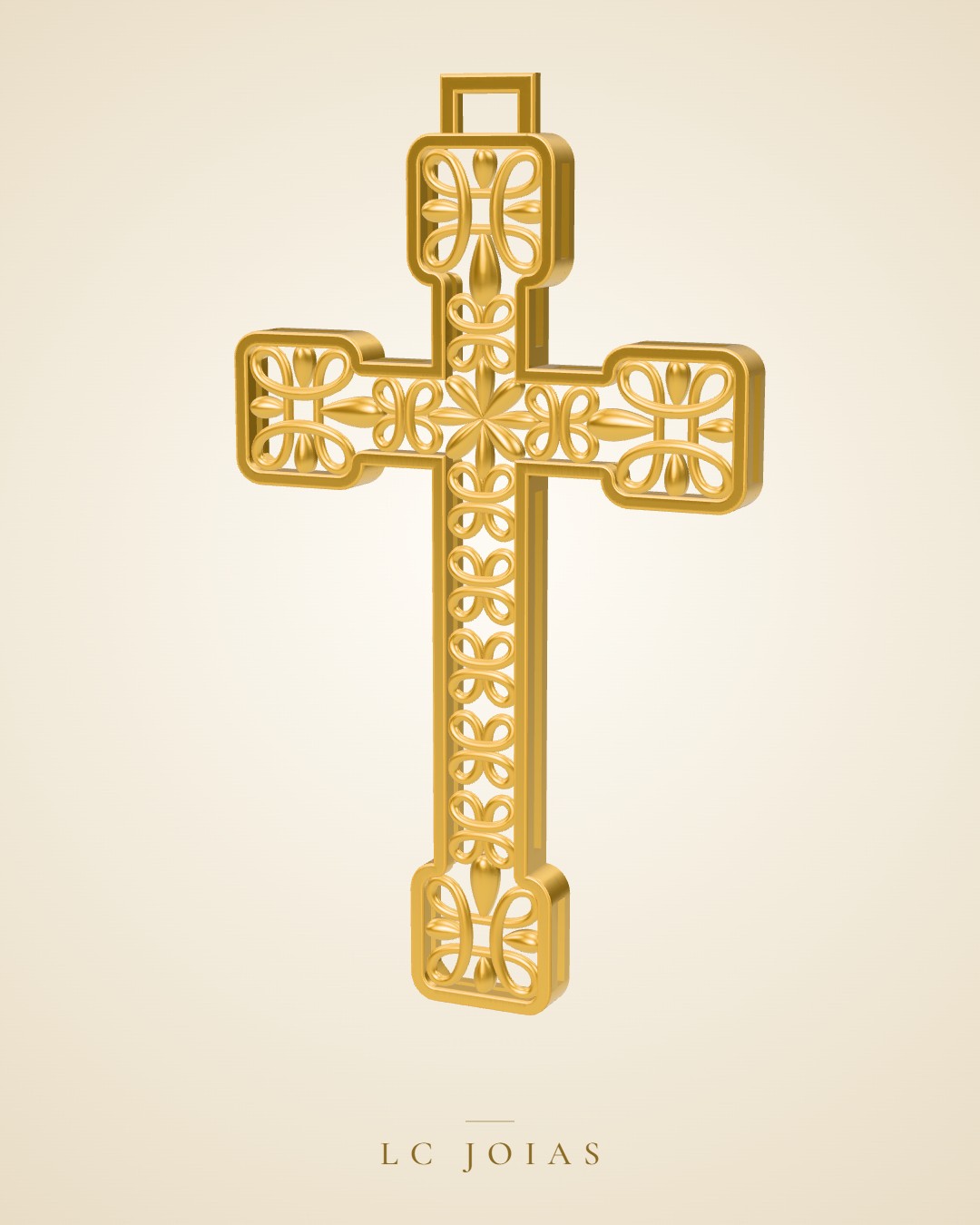 Pingente religioso cruz-4 em ouro