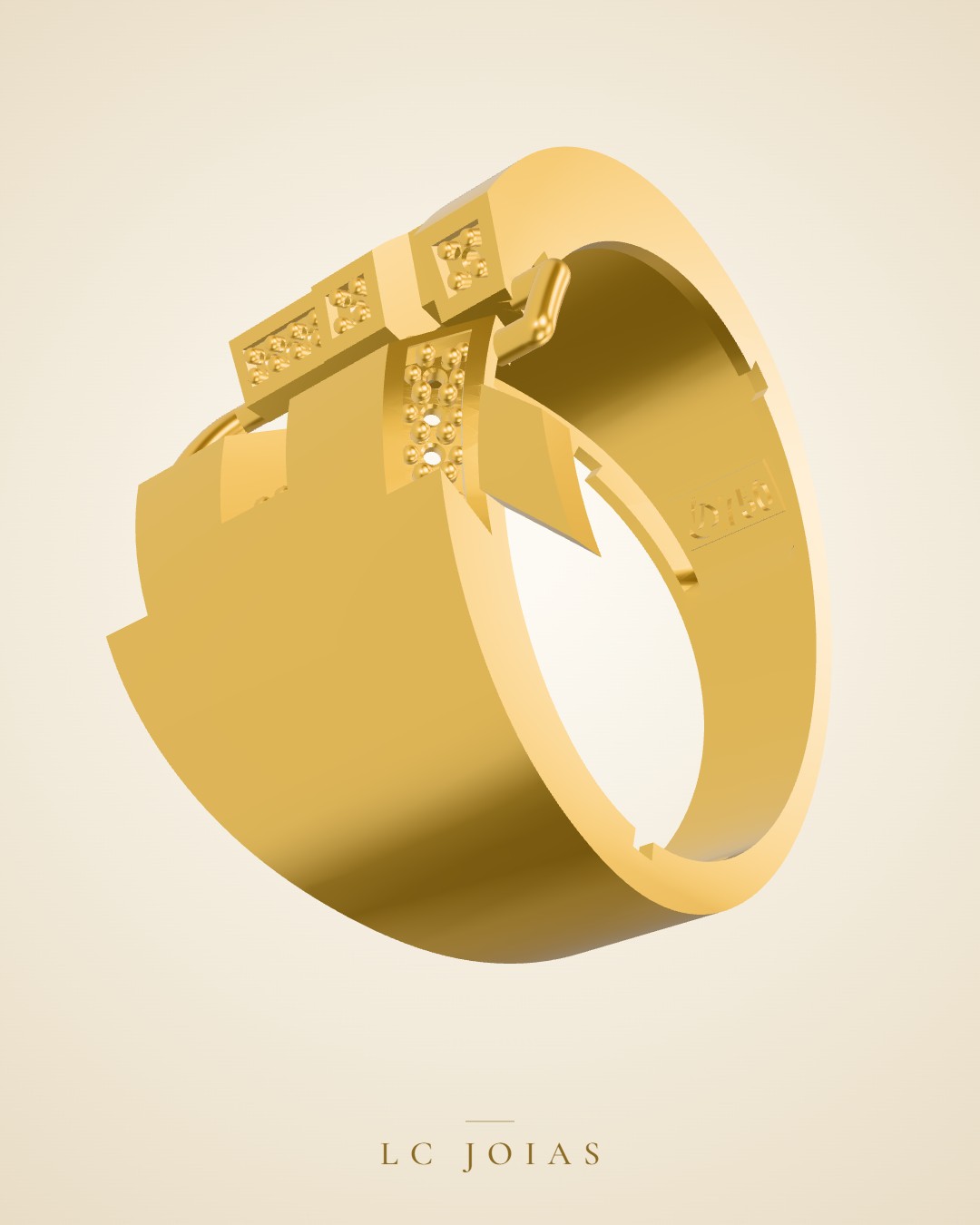 Anel 7670 an stl em ouro