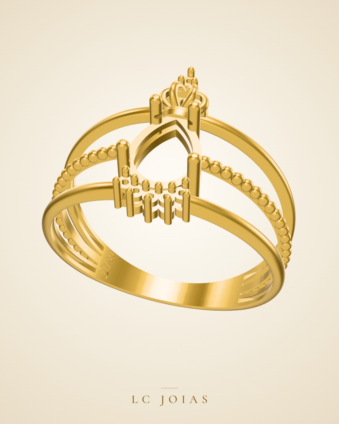 Anel coroa an em ouro