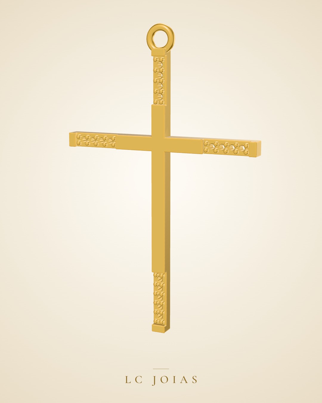 Pingente religioso cruz filete em ouro