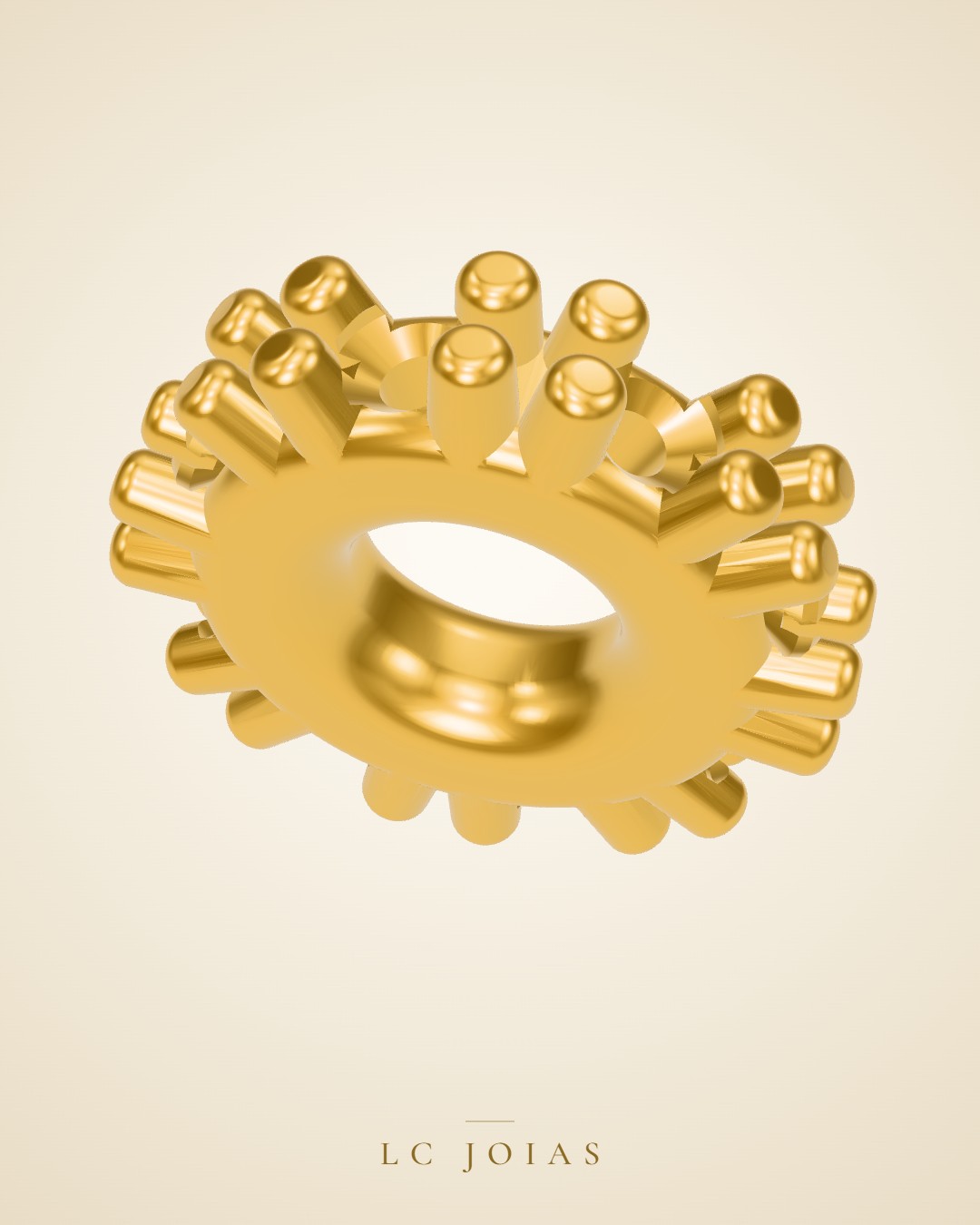Anel 7917 an aplique fazer 5 em ouro