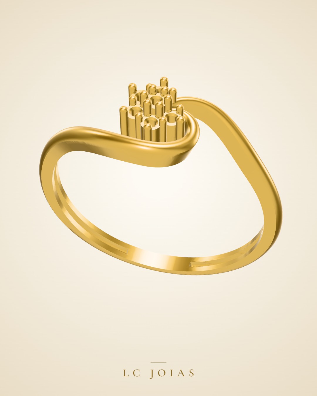 Anel lr 77 an em ouro