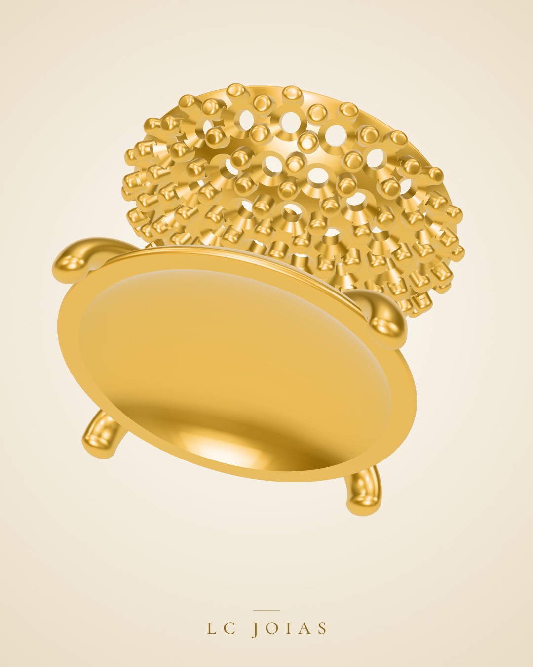 Anel 1227 z an aplique em ouro