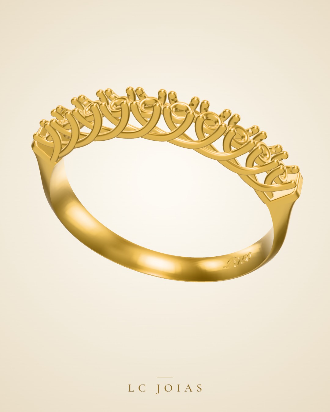 Anel 3852 anel 2mm em ouro