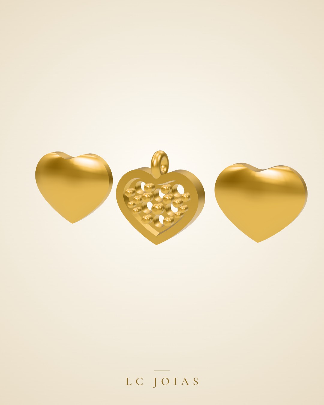 Pingente ping coracao aplik 3507 em ouro