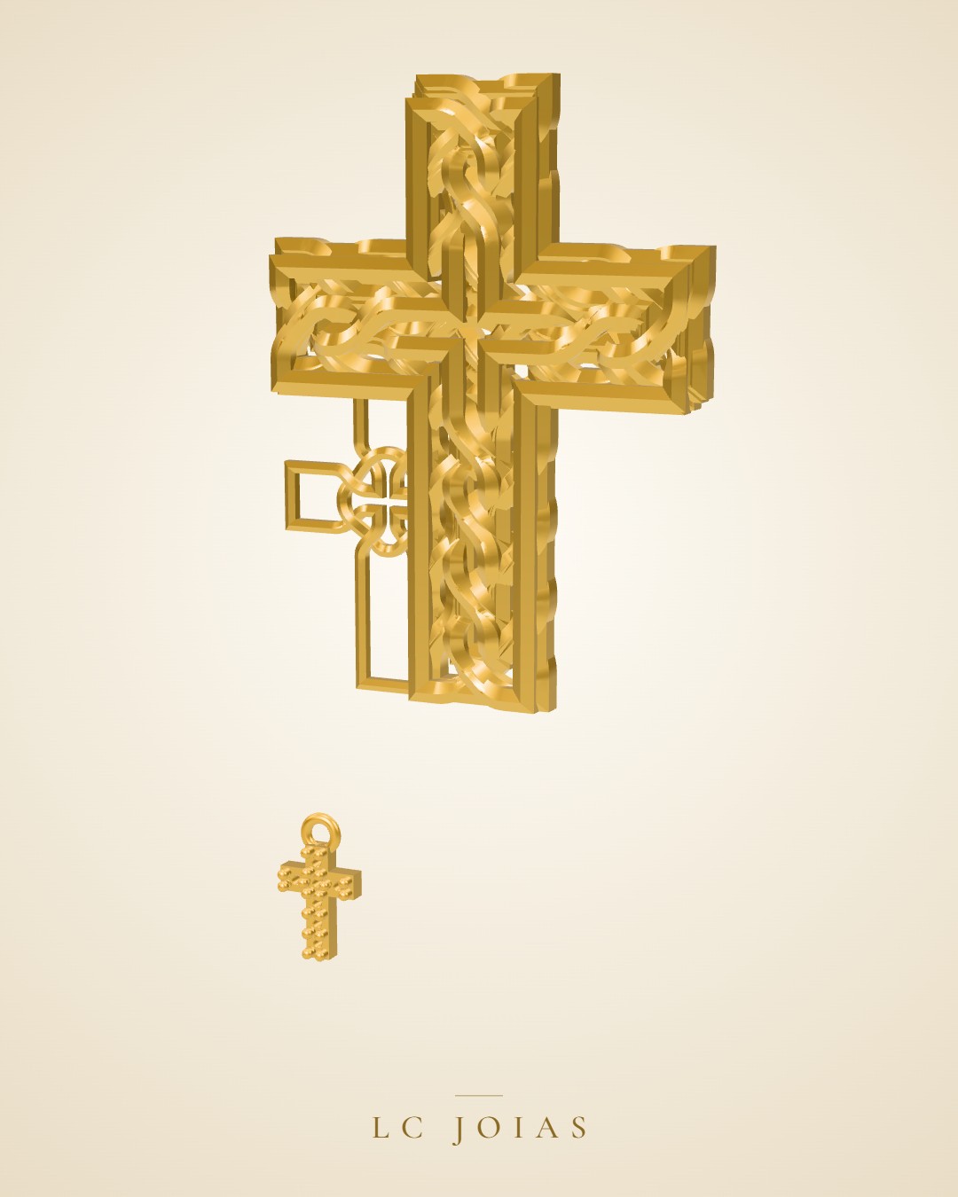 Pingente religioso cruz em ouro