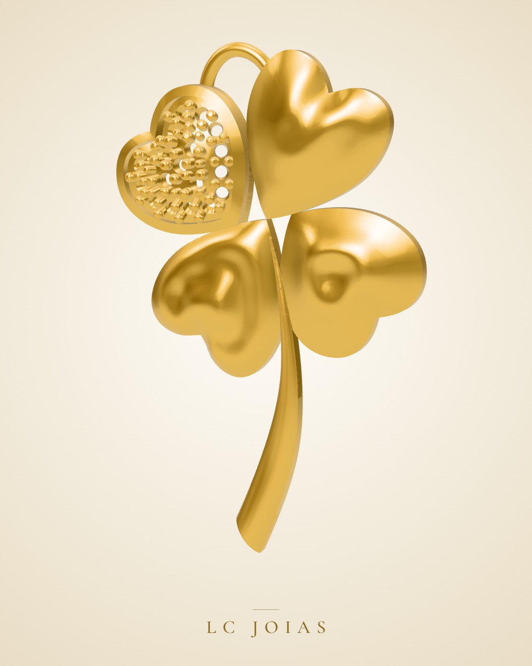 Pingente 3536 ping trevo em ouro