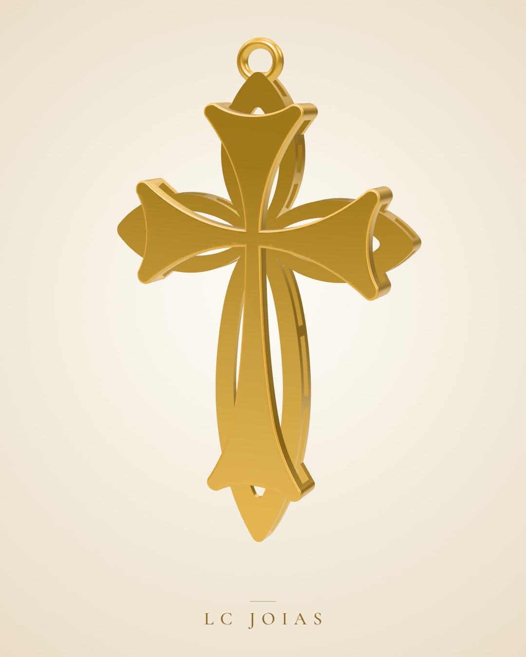 Pingente religioso cruz-5 em ouro