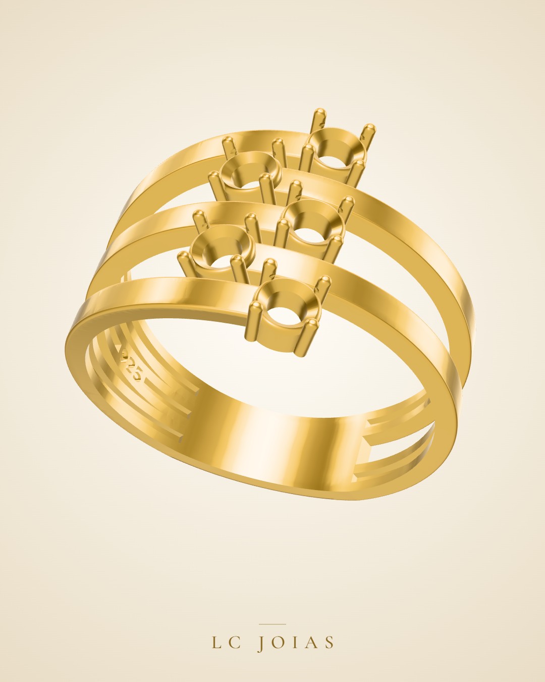 Anel an pedras 3 mm fernando em ouro