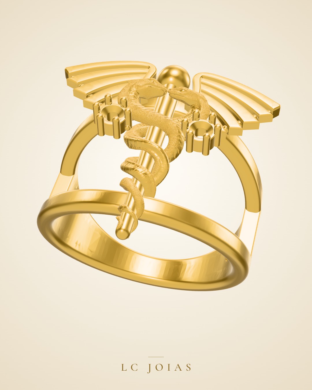 Anel anel cobra okk em ouro