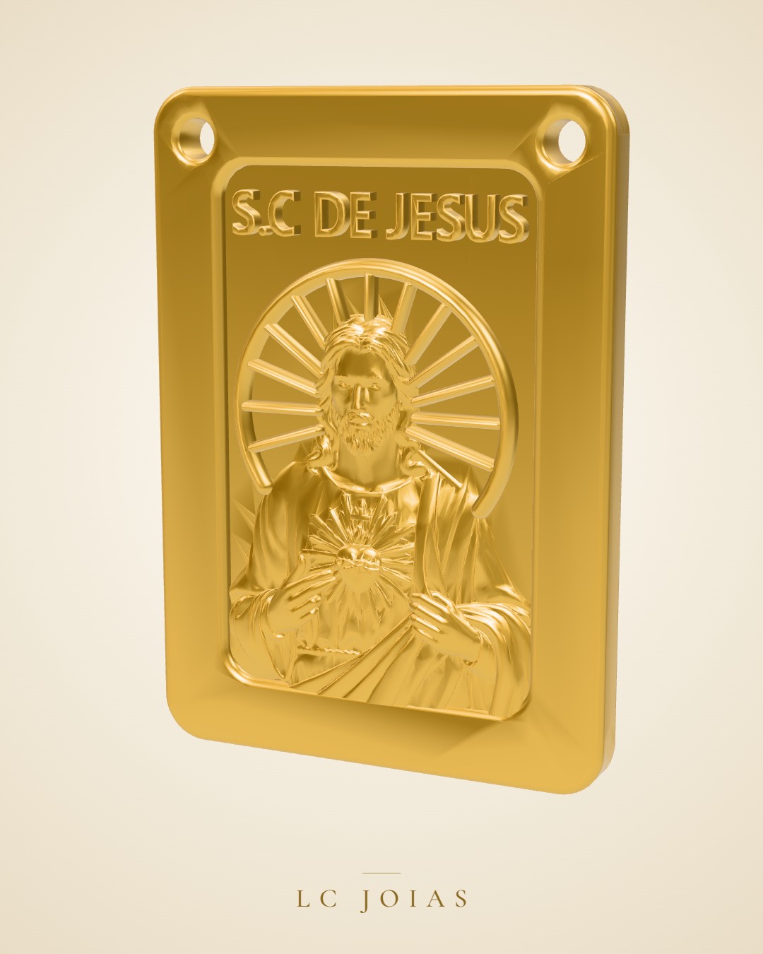 Pingente religioso s c de jesus em ouro