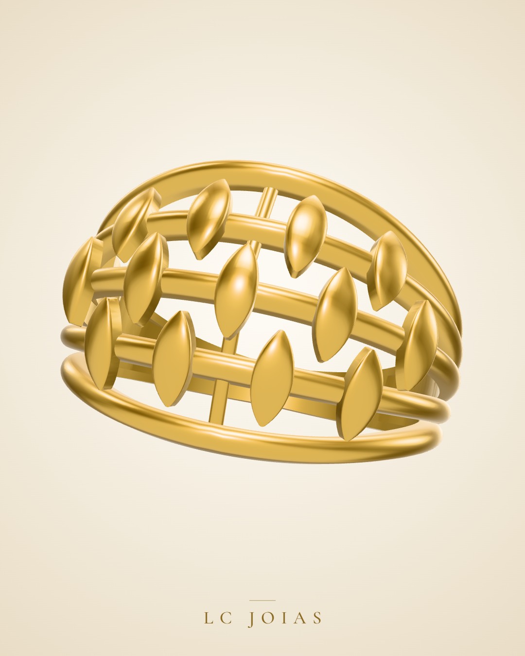 Anel 989 an prata em ouro