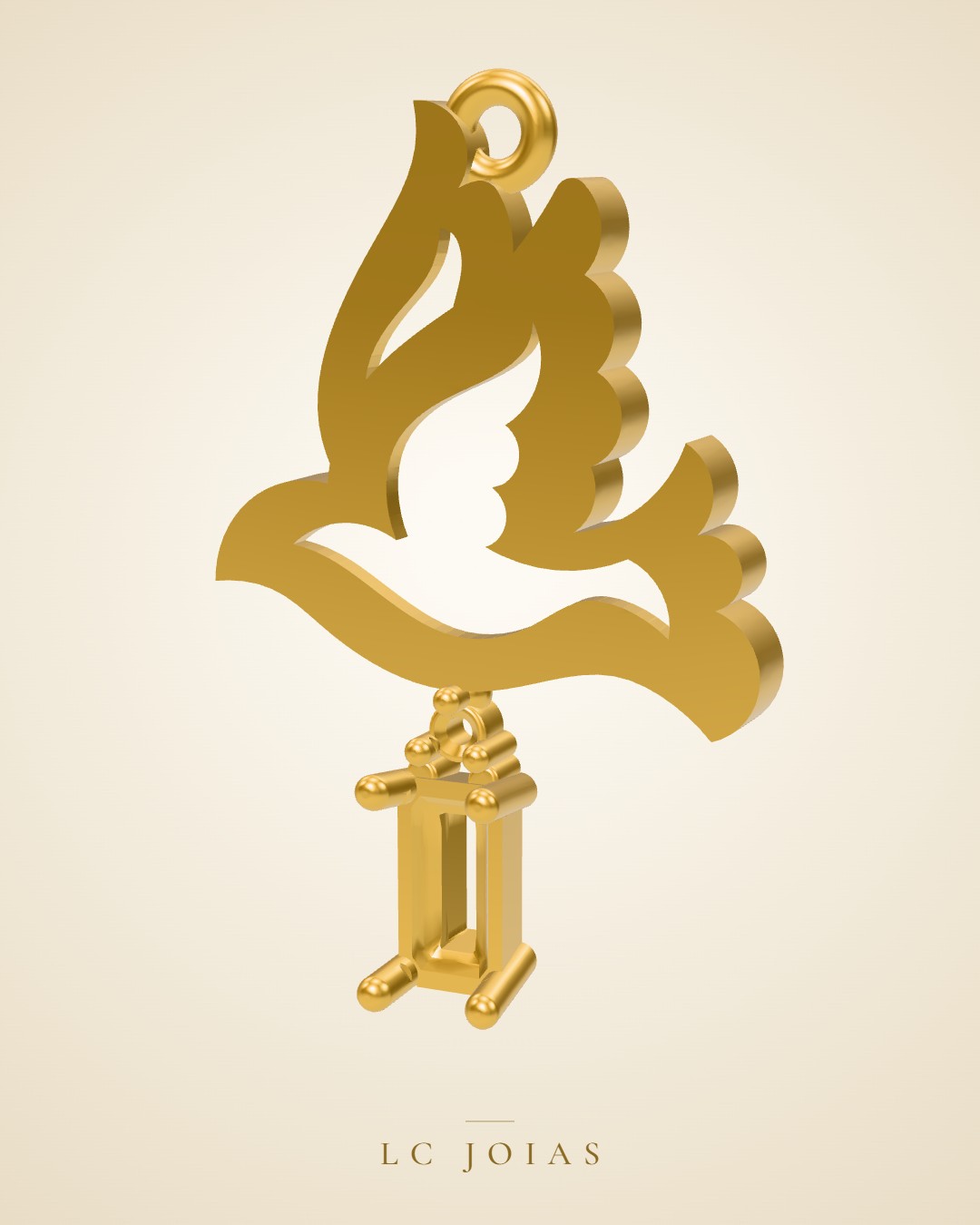 Pingente pg pomba em ouro