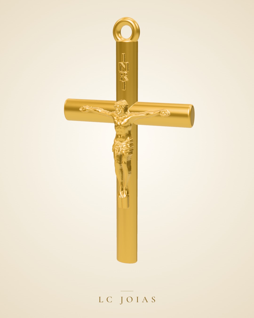 Pingente religioso cruz 3 25 mm em ouro