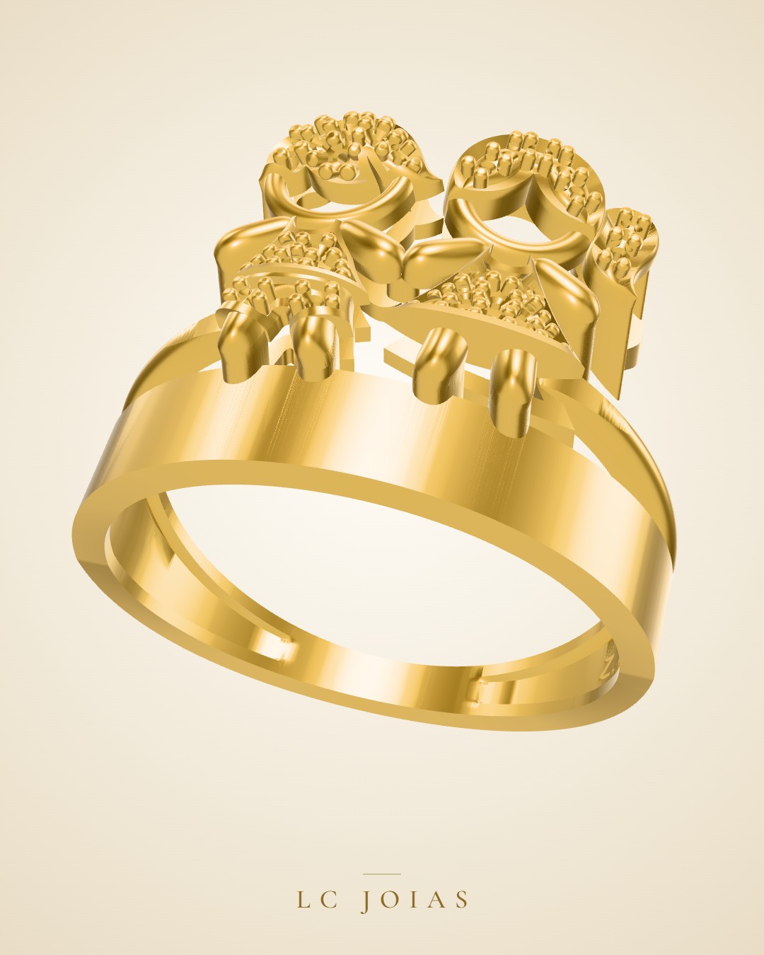 Anel 968 an casal em ouro