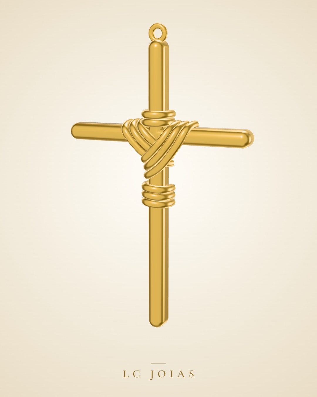 Pingente religioso cruz 1 45mm em ouro