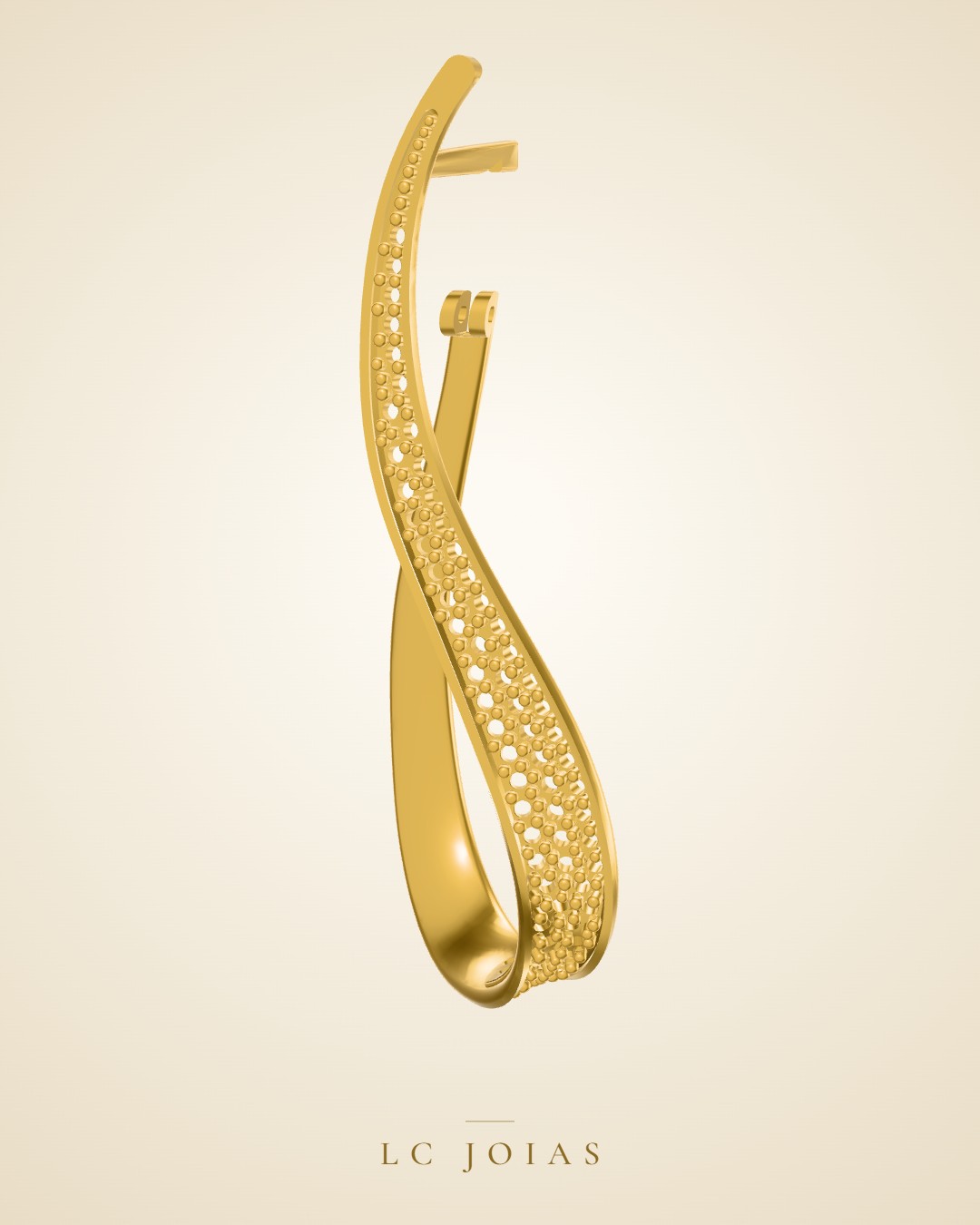 Brinco br concavo l2 em ouro