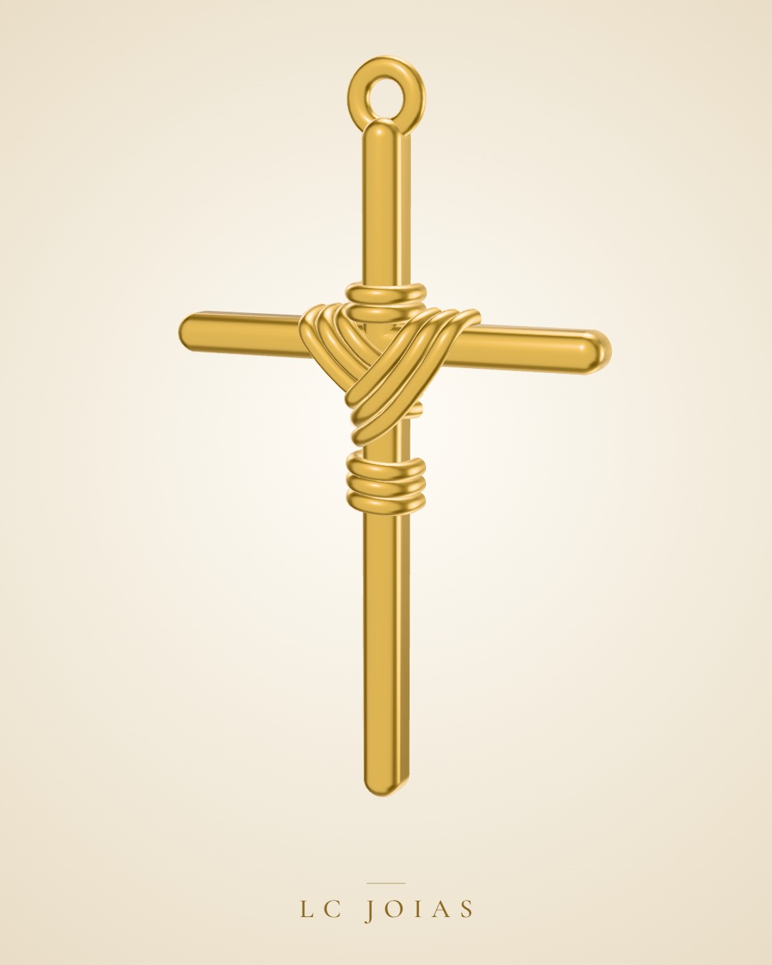 Pingente religioso cruz 1 25 mm em ouro