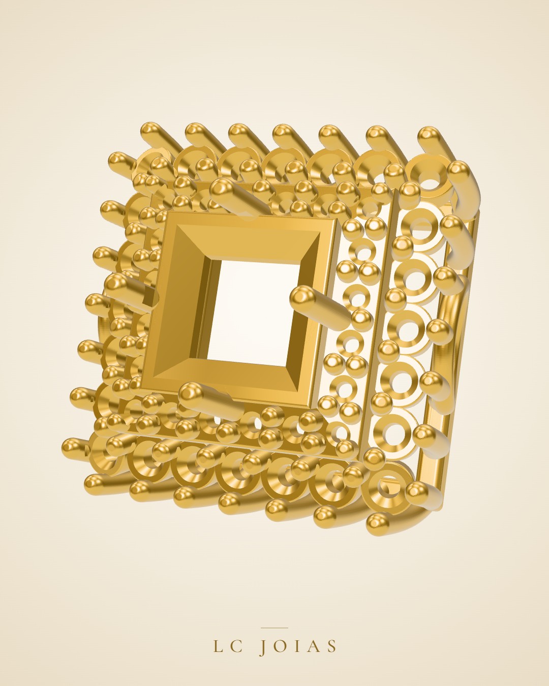 Berloque 1116 ber quadrado em ouro
