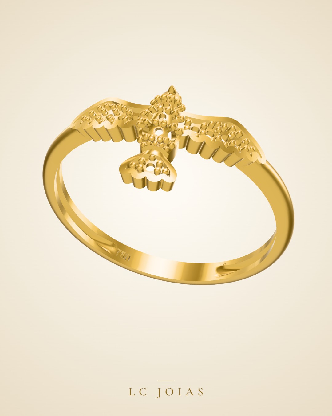 Anel 0303an espirito santo em ouro