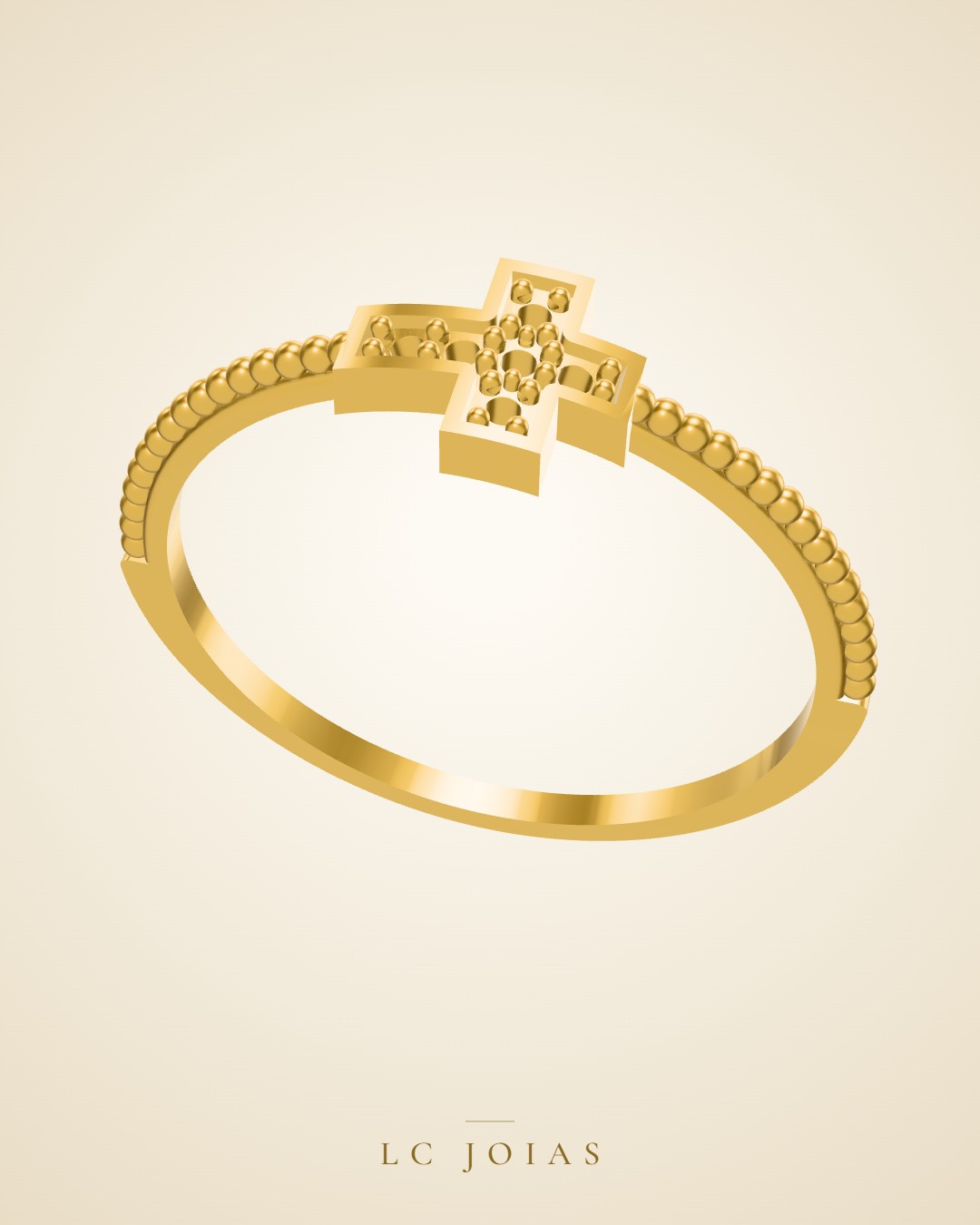 Anel 5 - an cruz em ouro