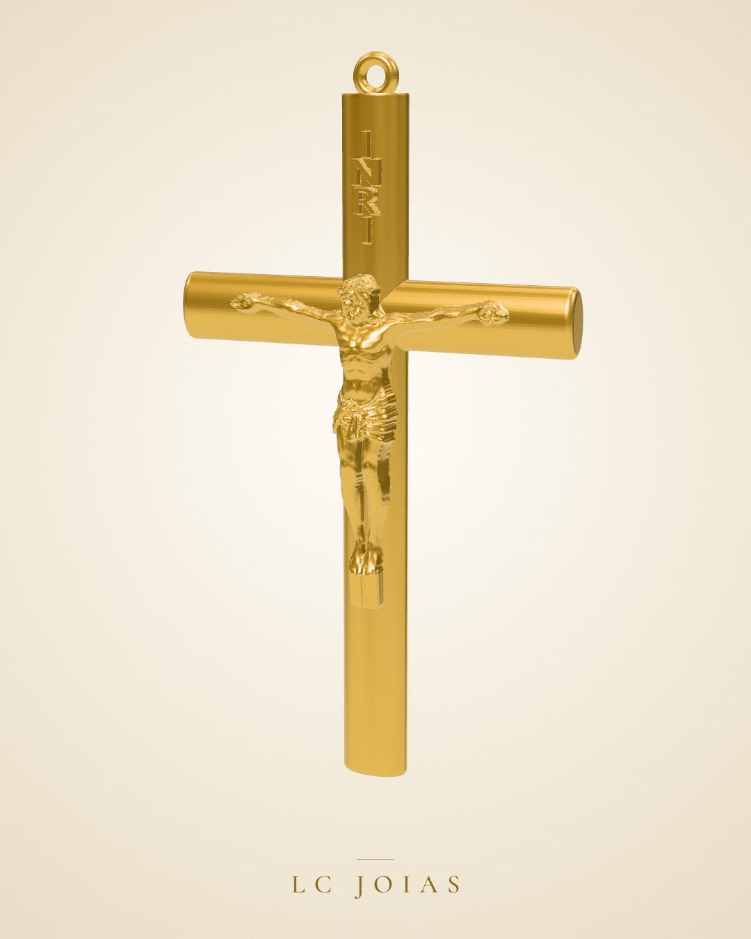 Pingente religioso cruz 3 45mm em ouro
