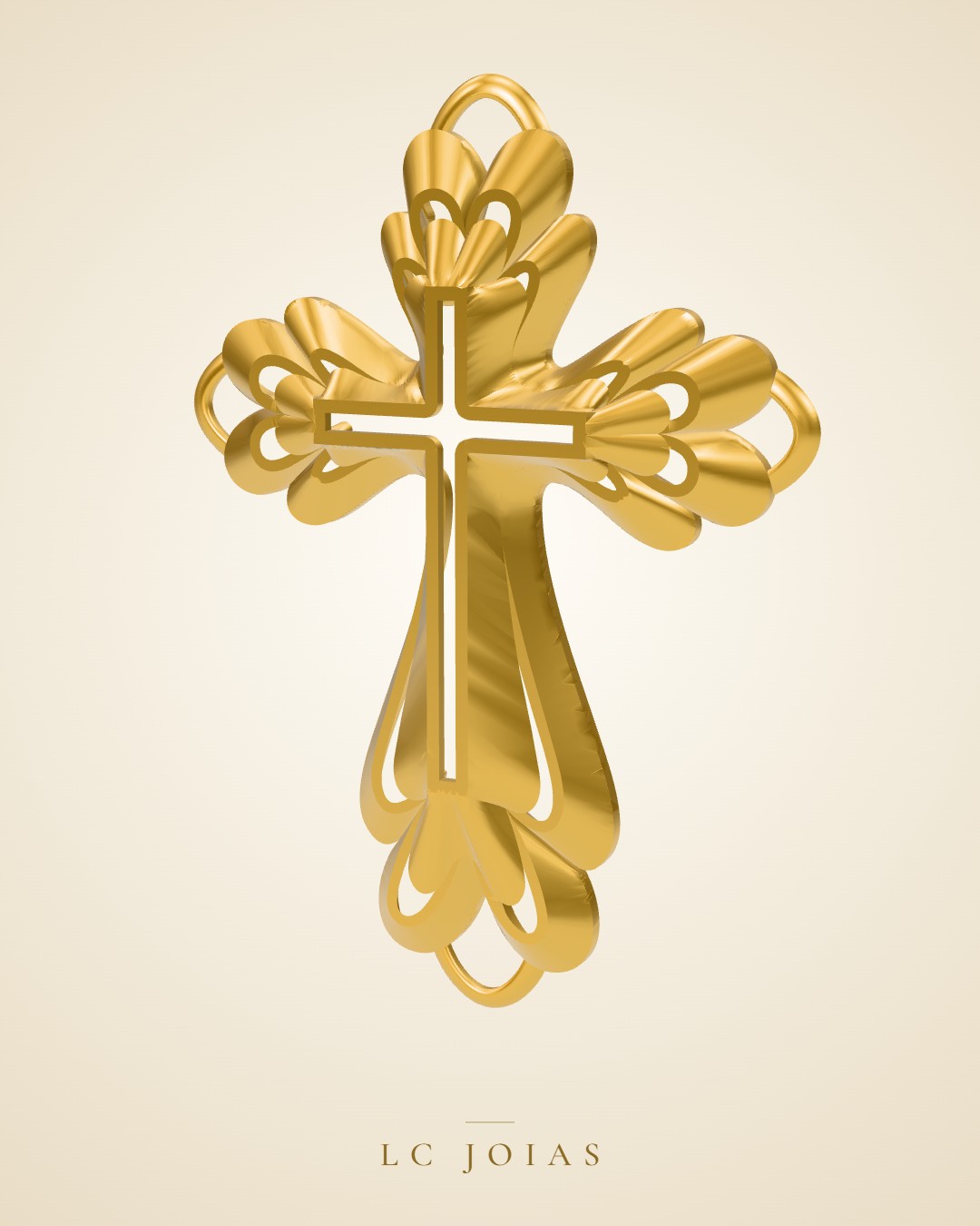 Pingente religioso cruz-8 m em ouro