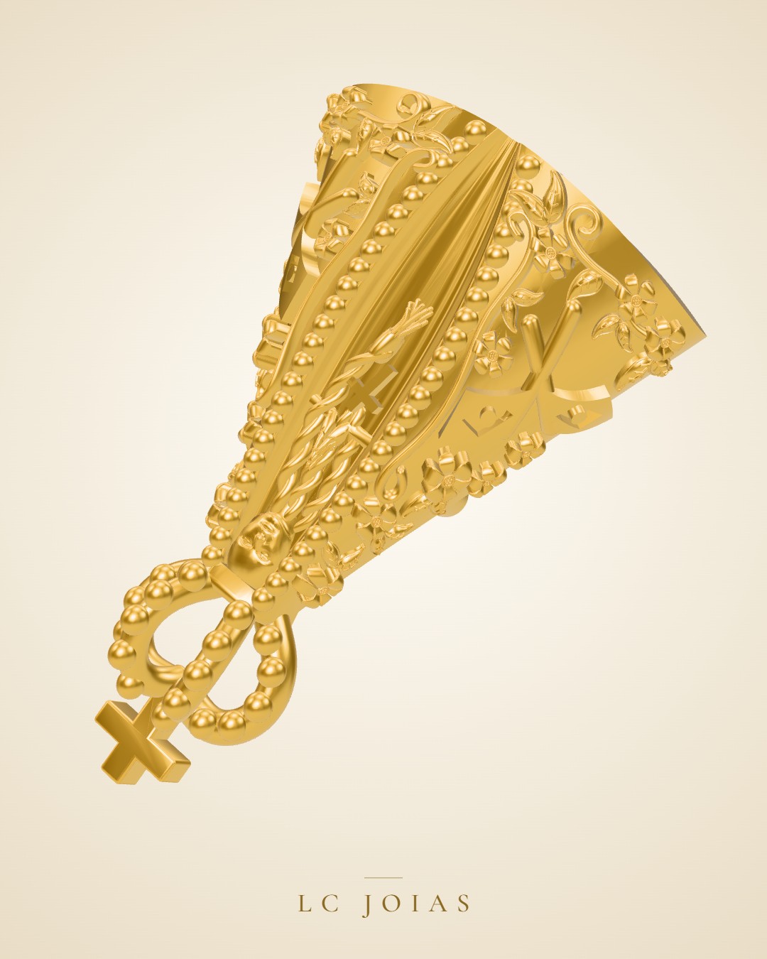 Pingente religioso 1055 pul santa ur em ouro