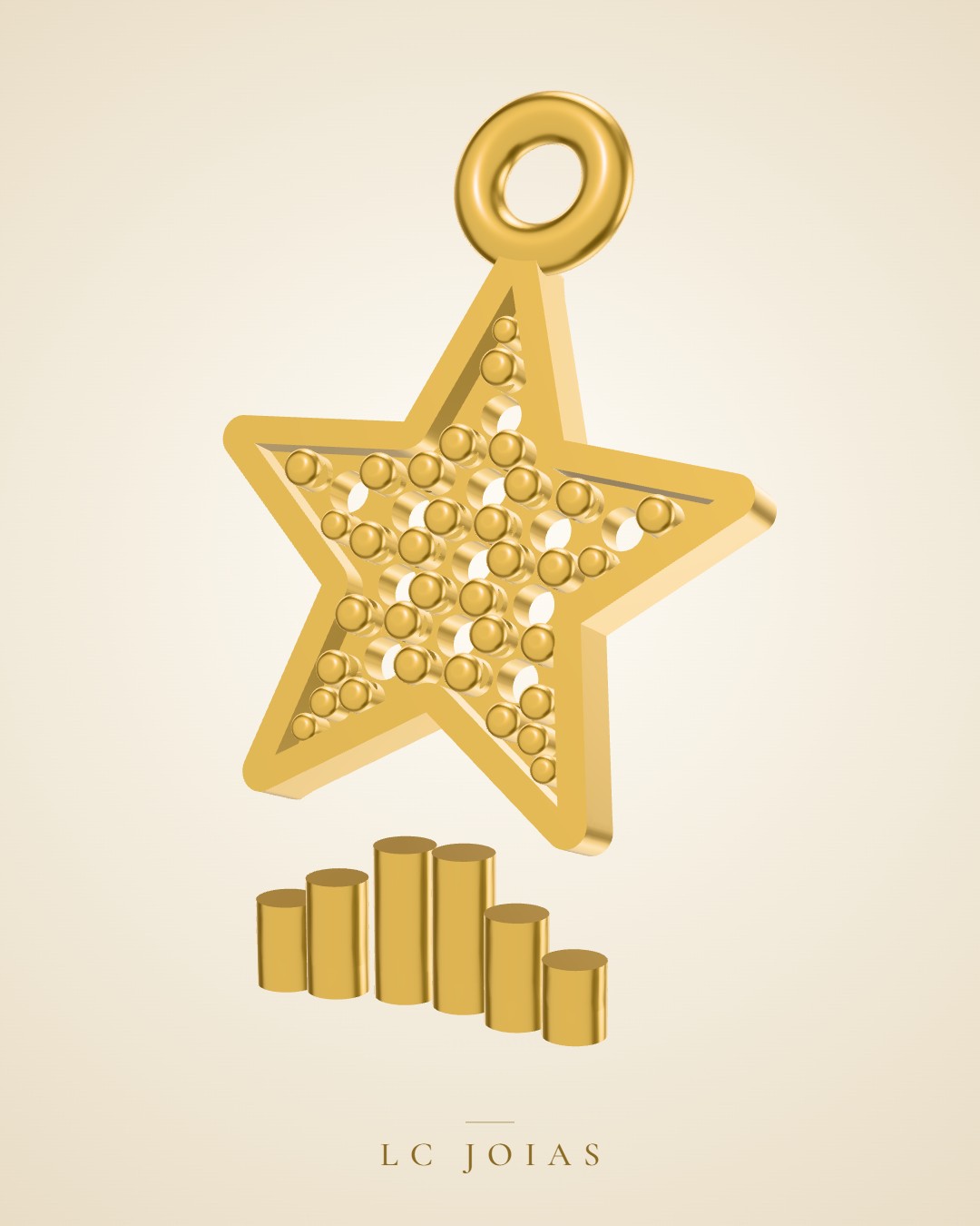 Pingente 7289 pg estrela em ouro