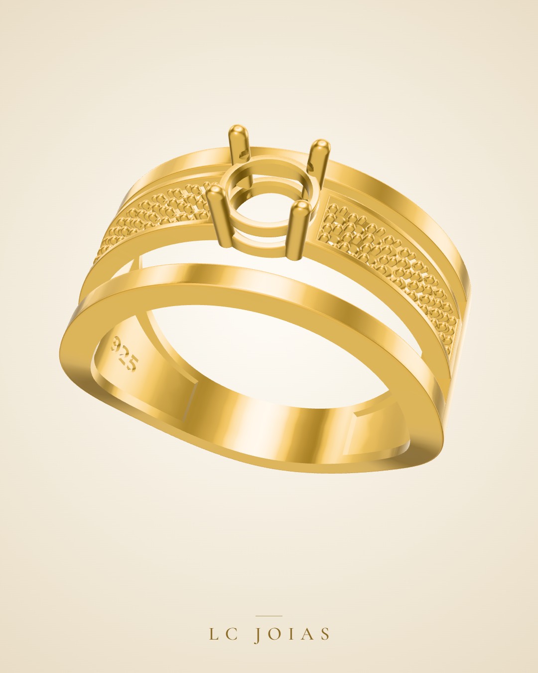 Anel an filete largo em ouro