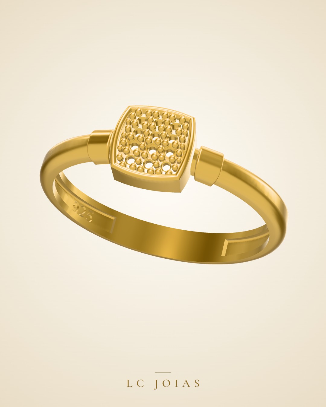 Anel anel pave quadrado s em ouro
