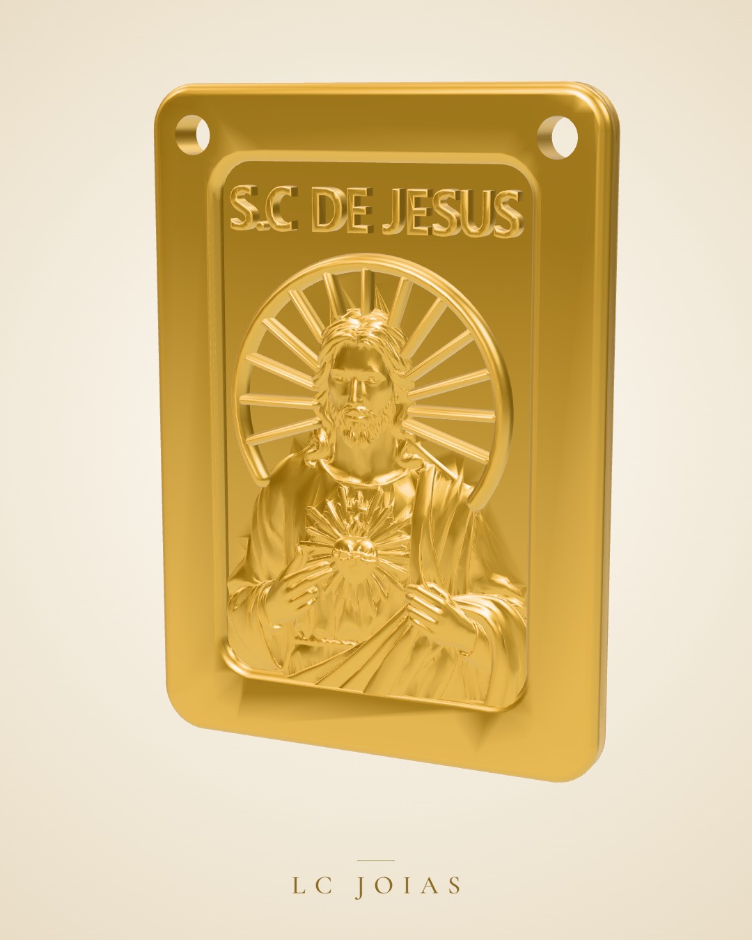 Pingente religioso s c de jesus corrigido em ouro