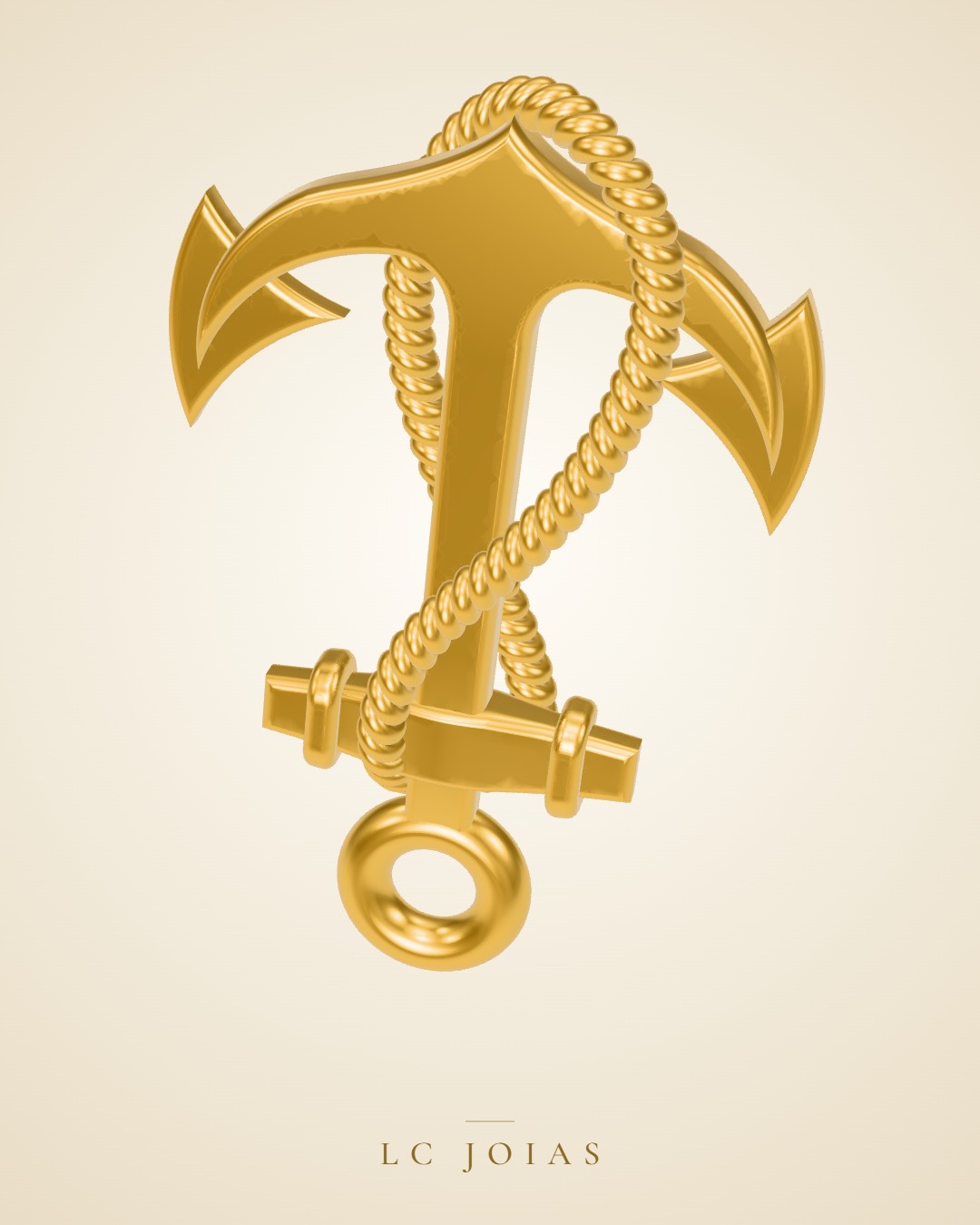 Anel ancora em ouro