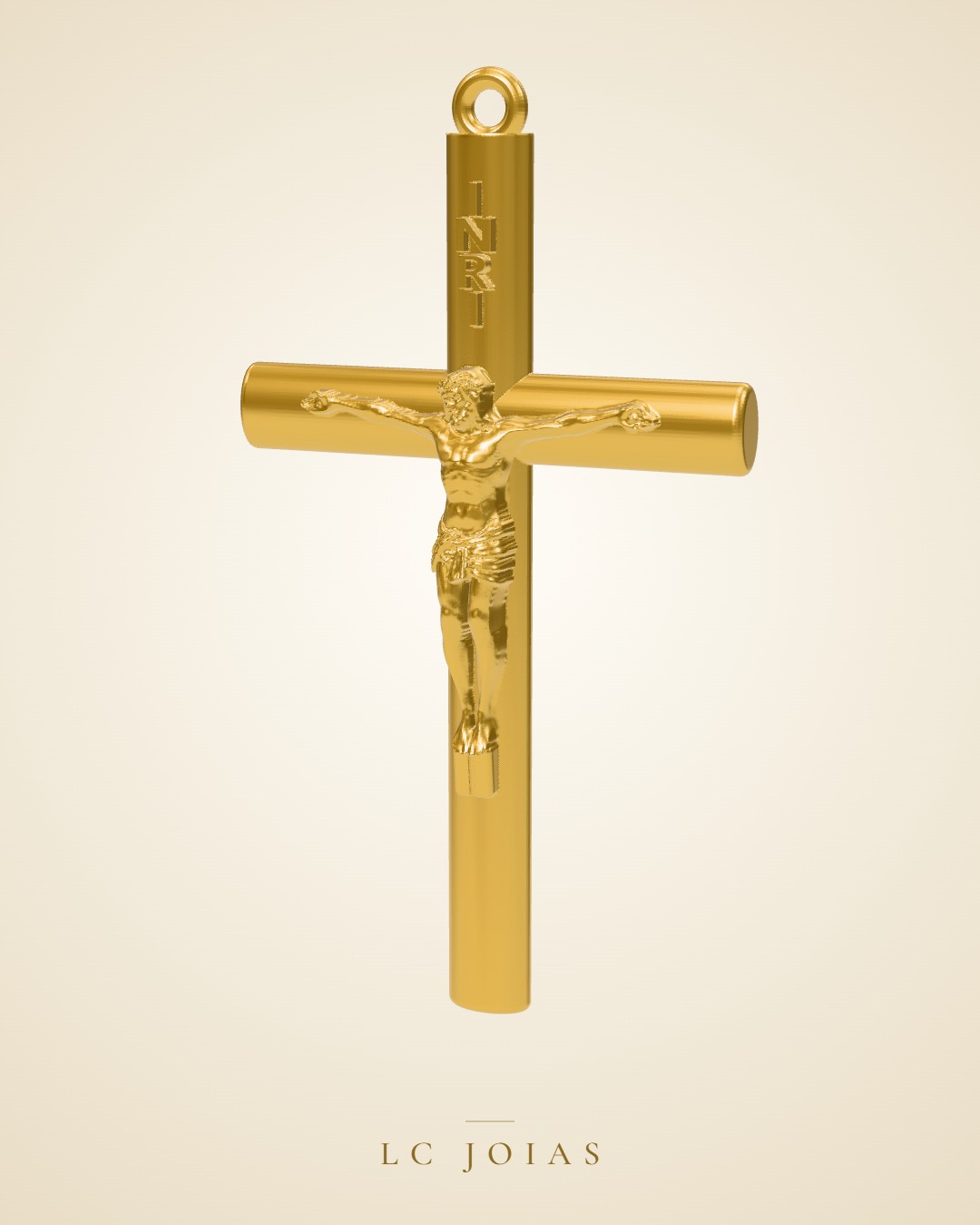 Pingente religioso cruz 3 35mm em ouro