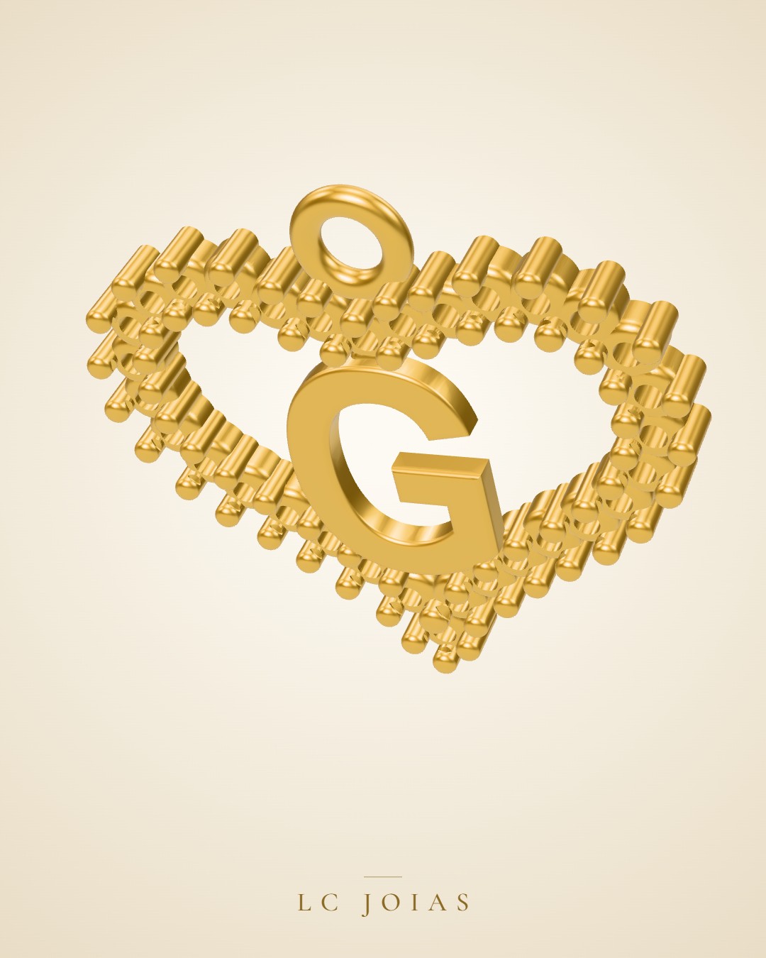 Pingente letra g pg em ouro