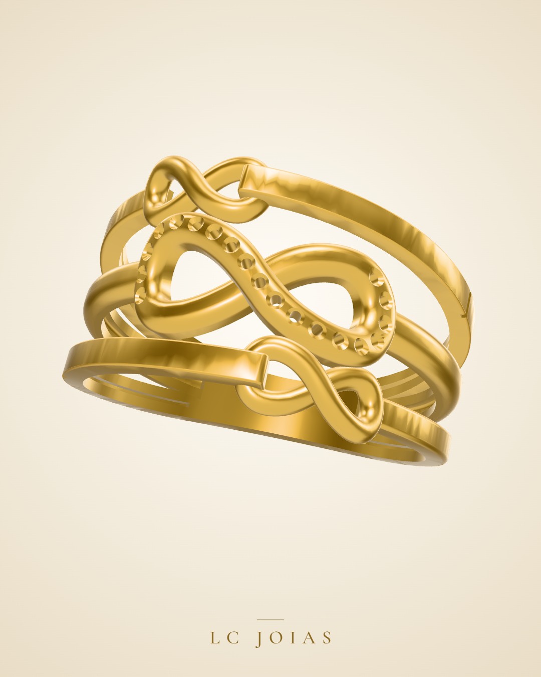 Anel an infinito fil s em ouro