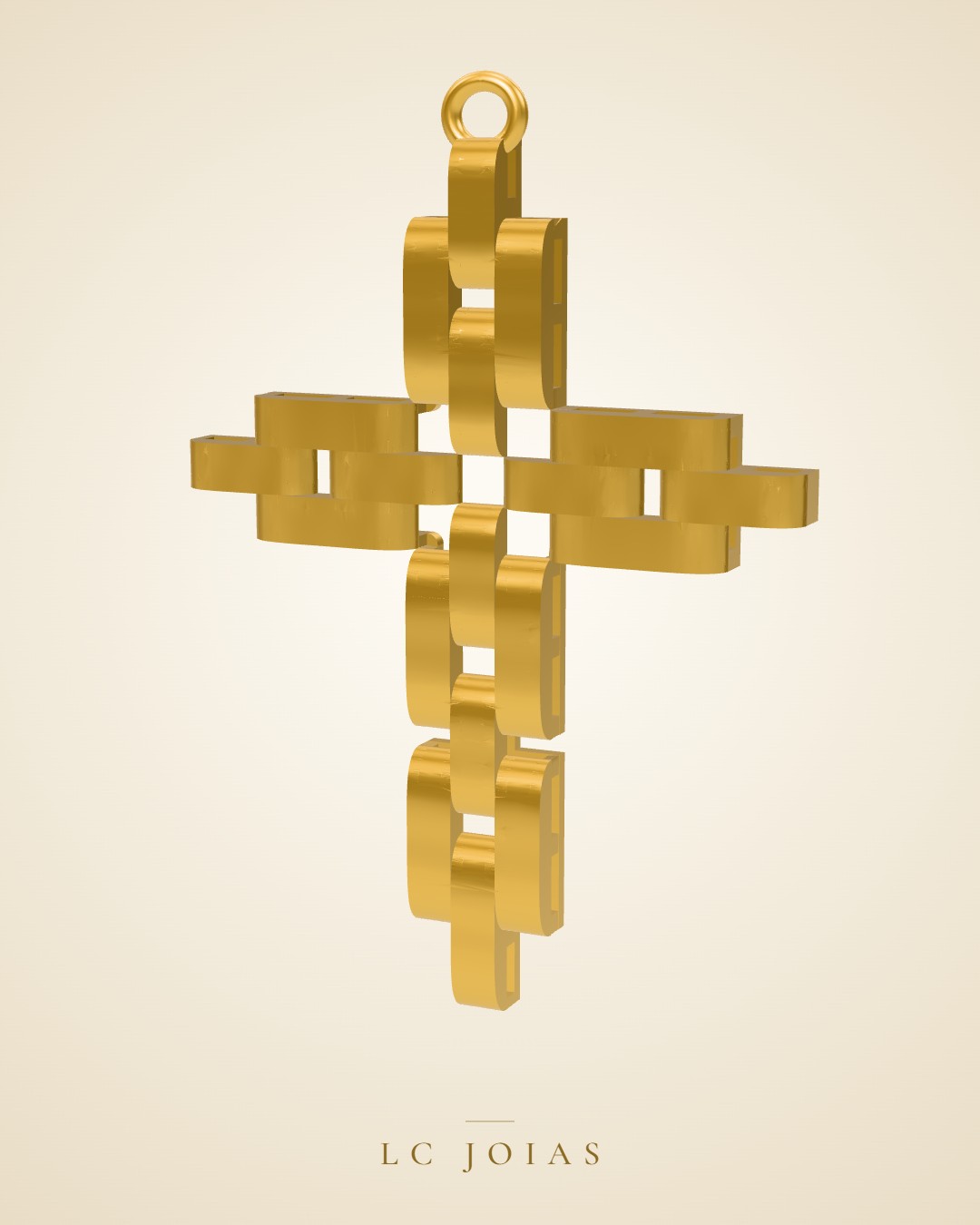 Pingente religioso cruz-3 em ouro