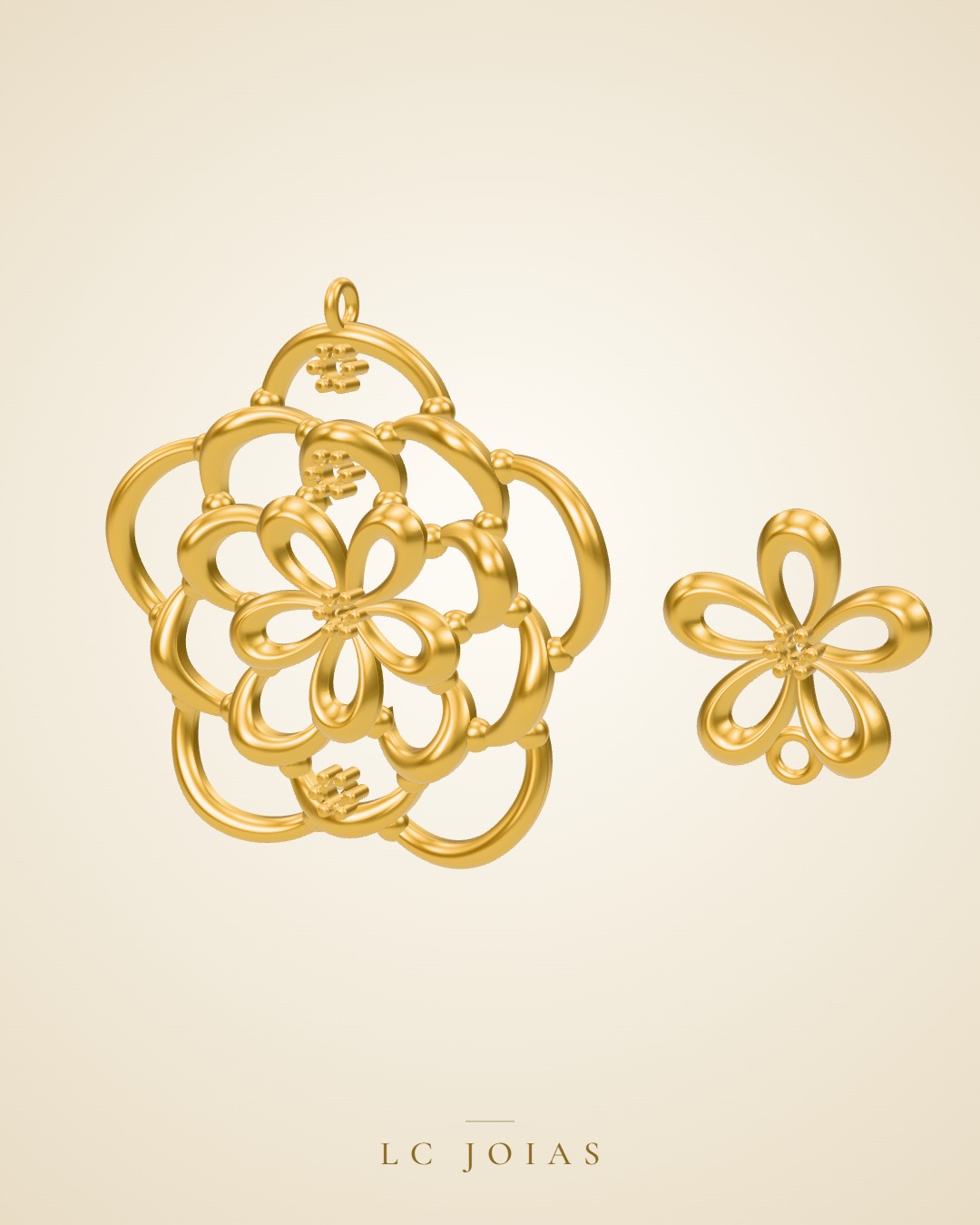 Brinco 3641 br flor em ouro