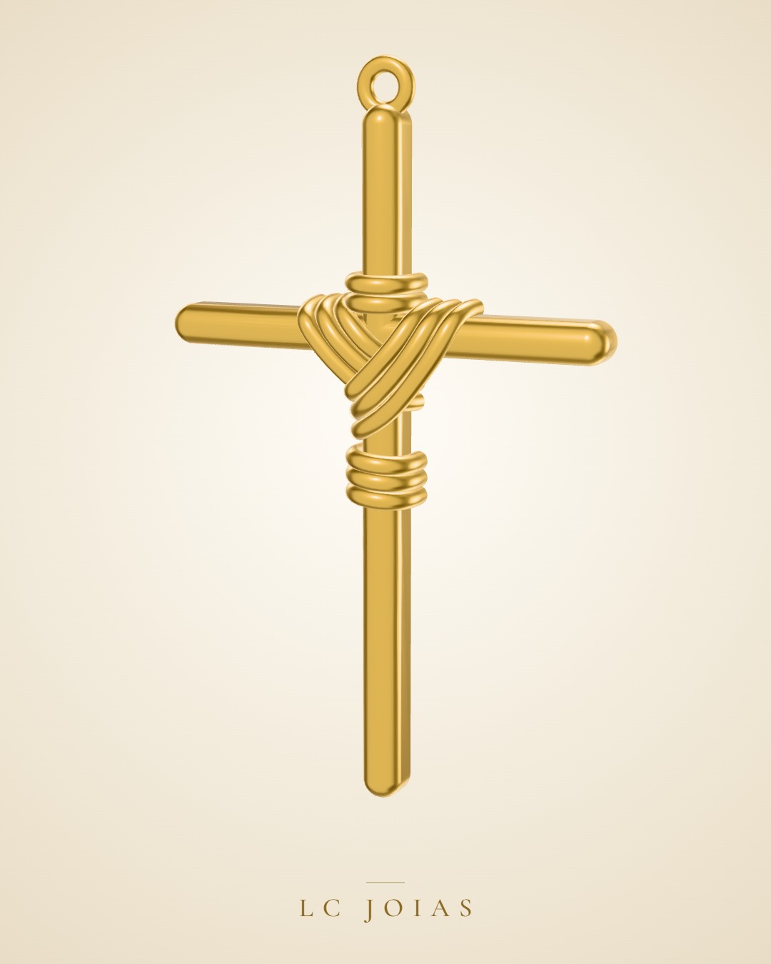 Pingente religioso cruz 1 35 mm em ouro