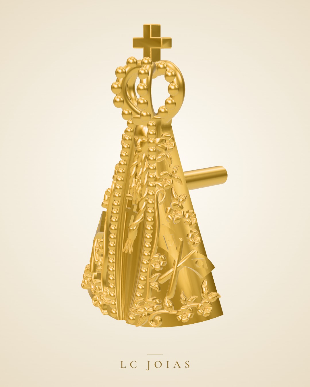 Pingente religioso 1055 pul santa em ouro