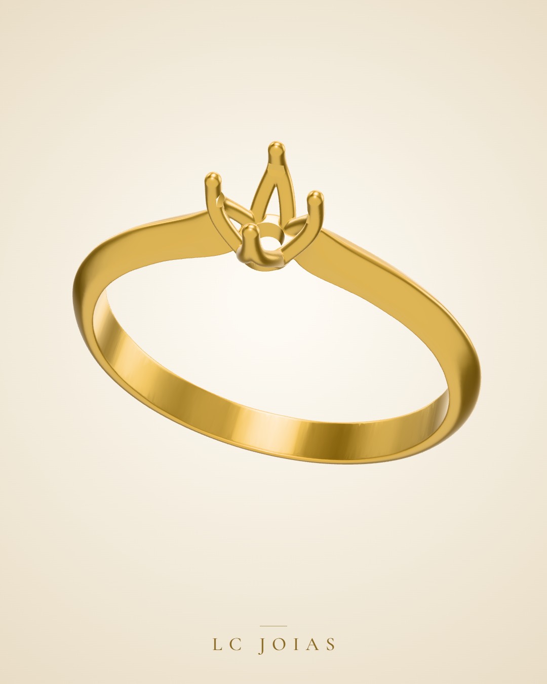 Anel an pedra 4 mm em ouro