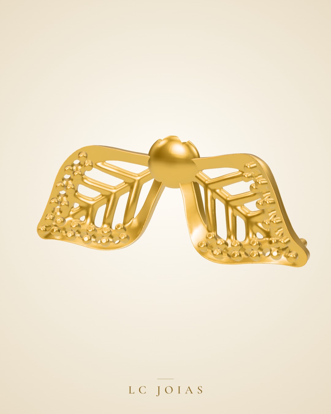 Brinco 7049 folhas br em ouro