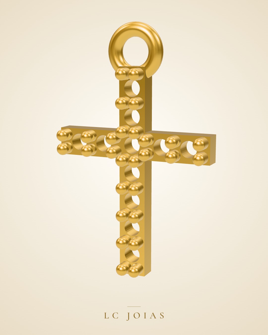 Brinco 6 - br cruz a em ouro